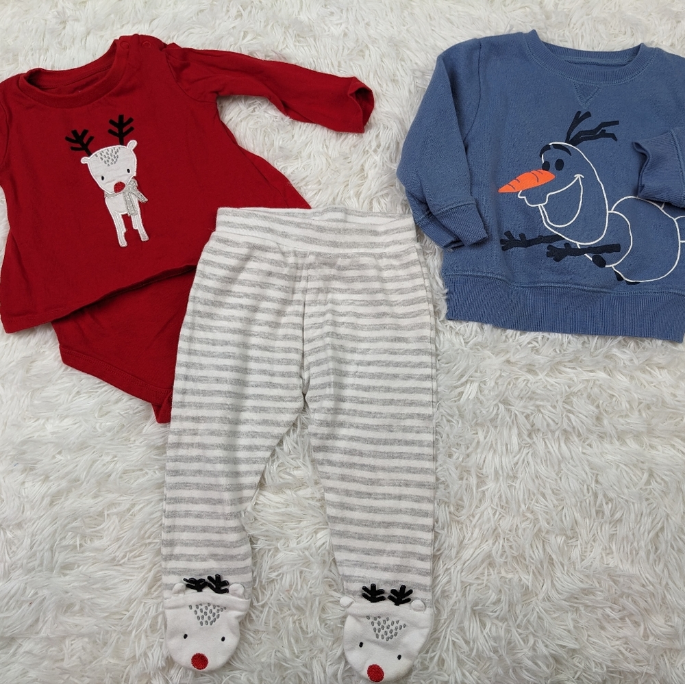 Baby Winter Lot Christmas Reindeer Olaf 9 months